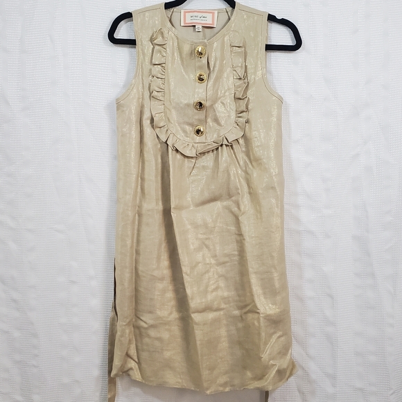 MORE OF ME MATERNITY Sleeveless Dress Gold Linen Size XS - Picture 1 of 7